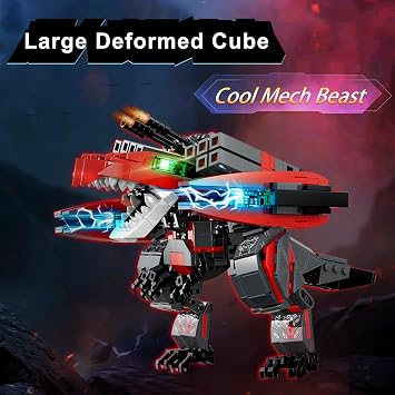LITTLE FROGGY Transformable T-Rex Robot Building Kit 544 Pieces 2 in 1 Dinosaur Cube Model STEM Building Toy for Ages 6+