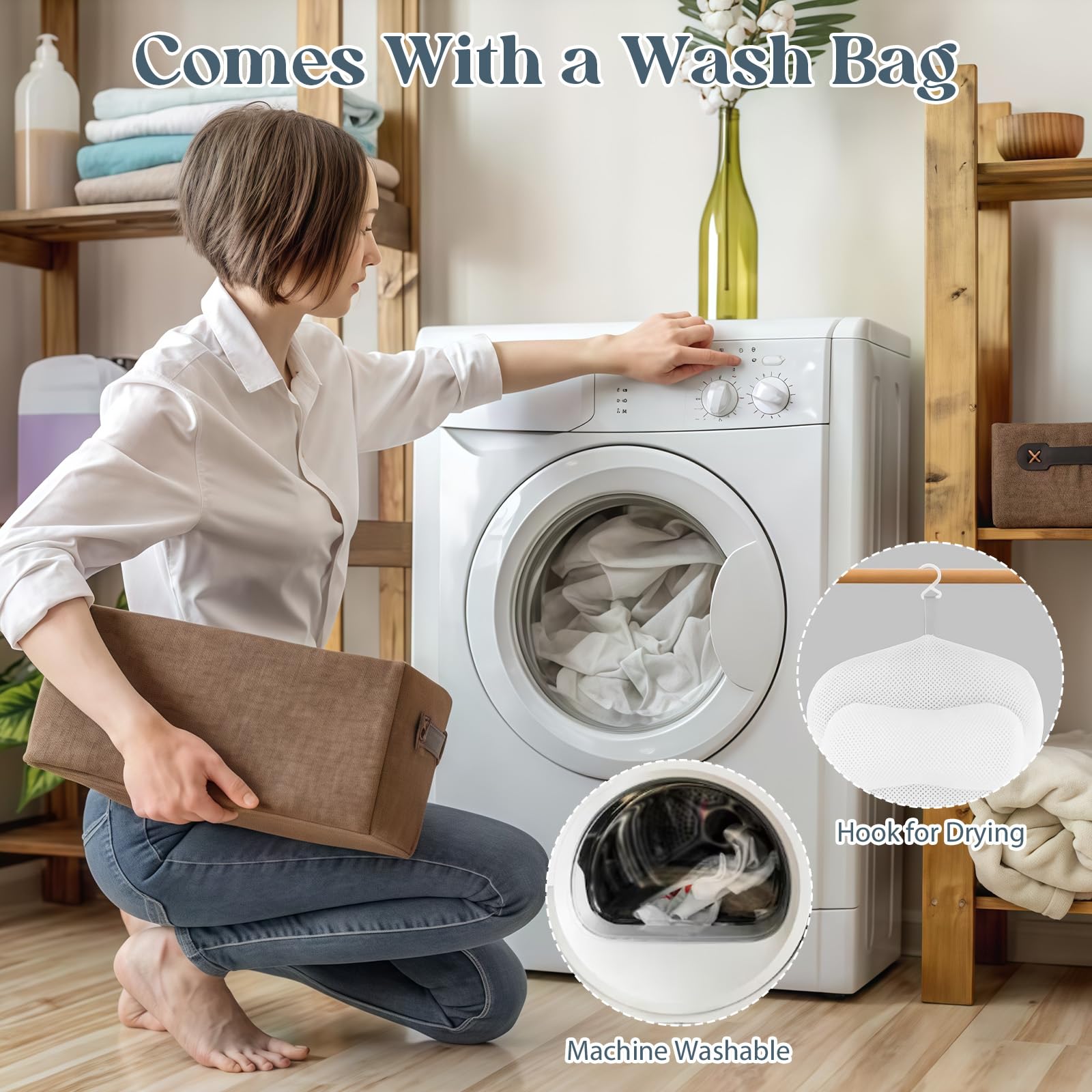 Cuscino per vasca da bagno intero con cuscino lombare, spessore 4D, con poggiatesta supporta collo, schiena e gambe, cuscino per vasca da bagno con ventose, gancio sospeso, sacco per la biancheria