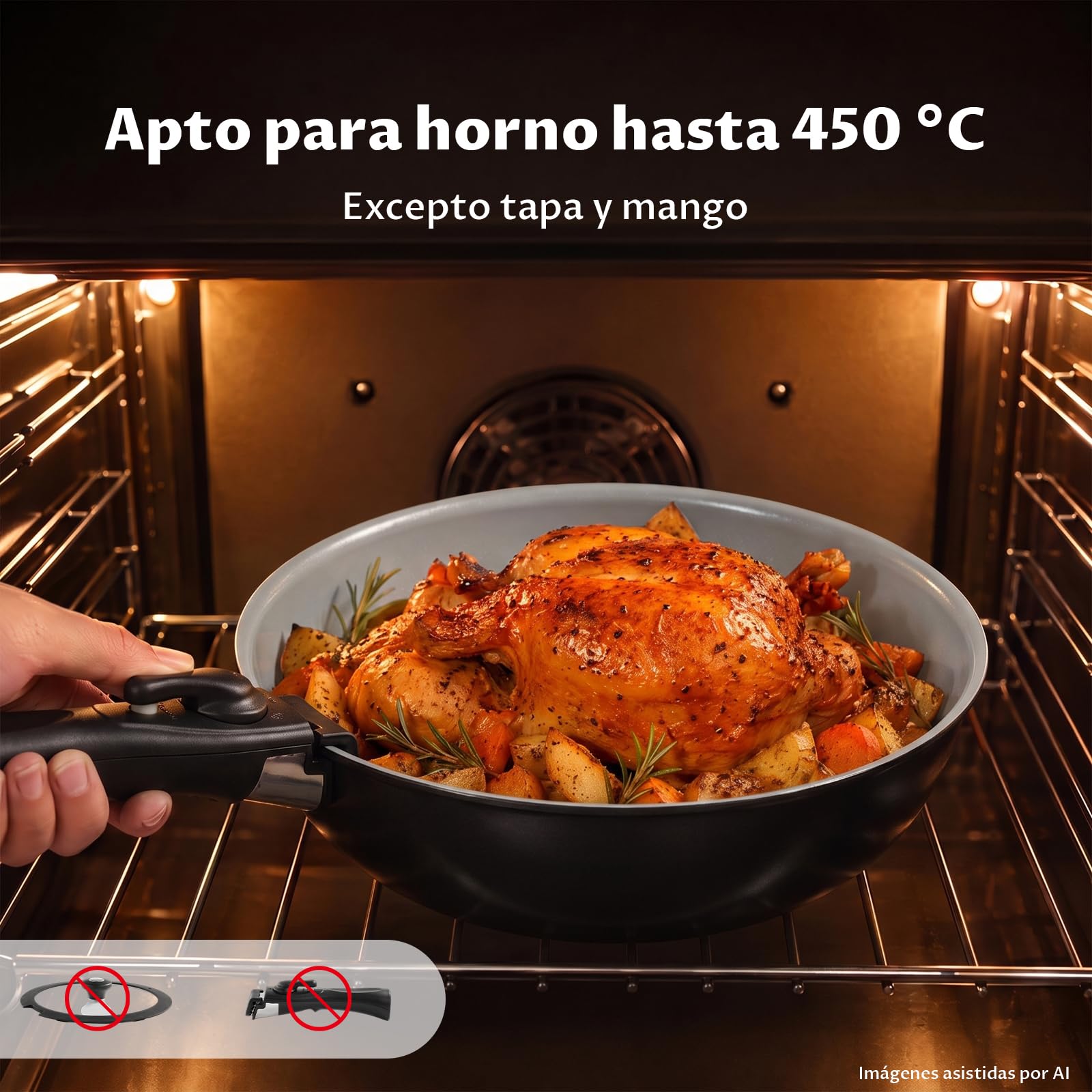 BEZIA Juego de Ollas y Sartenes de Cerámica 17 Pcs con Mango Extraíble | Sartenes antiadherentes sin PFOA/PTFE, aptas para todo tipo de cocinas, ideales para camping y espacios pequeños