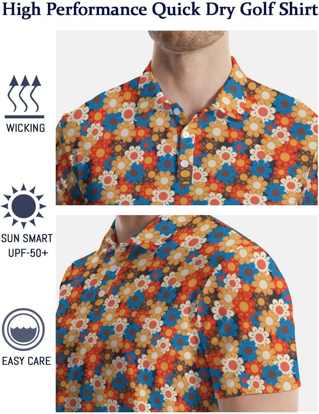 Golf Polo Shirts for Men Funny Print Quick Dry Short Sleeve Performance Golf Shirts Moisture Wicking Polo Shirts - Image 5