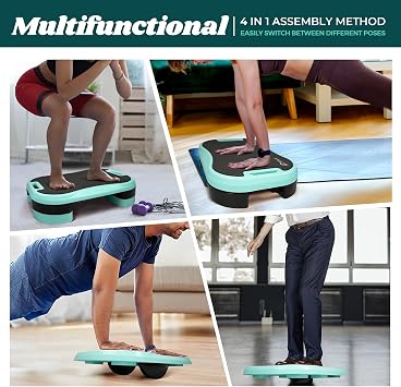 Basic Steppers for Exercise at Home, Aerobic Steppers, Exercise Step Platform with Soft cushion and 2 Adjustable Height Risers