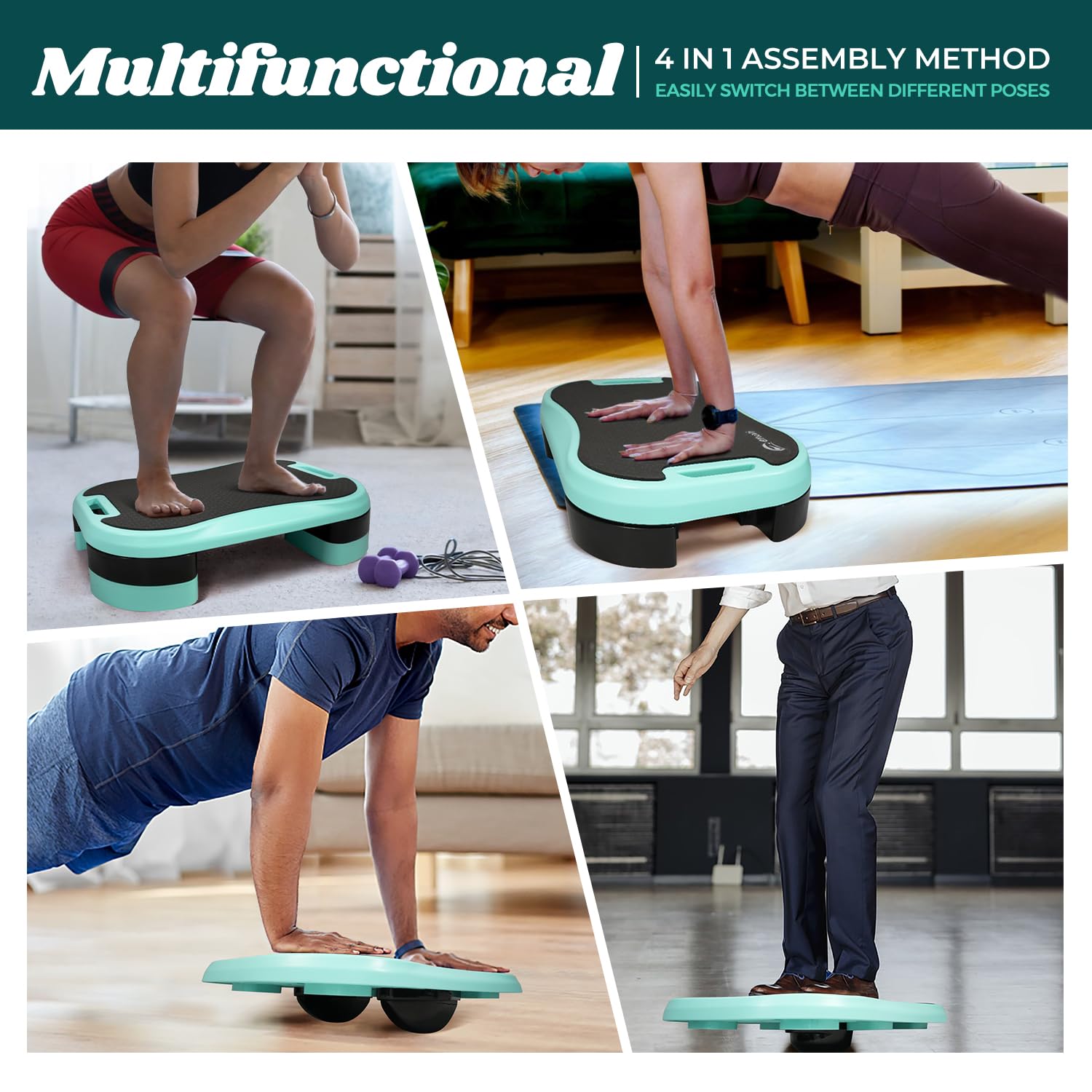 Basic Stepper für das Training zu Hause, Aerobic-Stepper mit weichem Kissen und 2 höhenverstellbaren Erhöhungen
