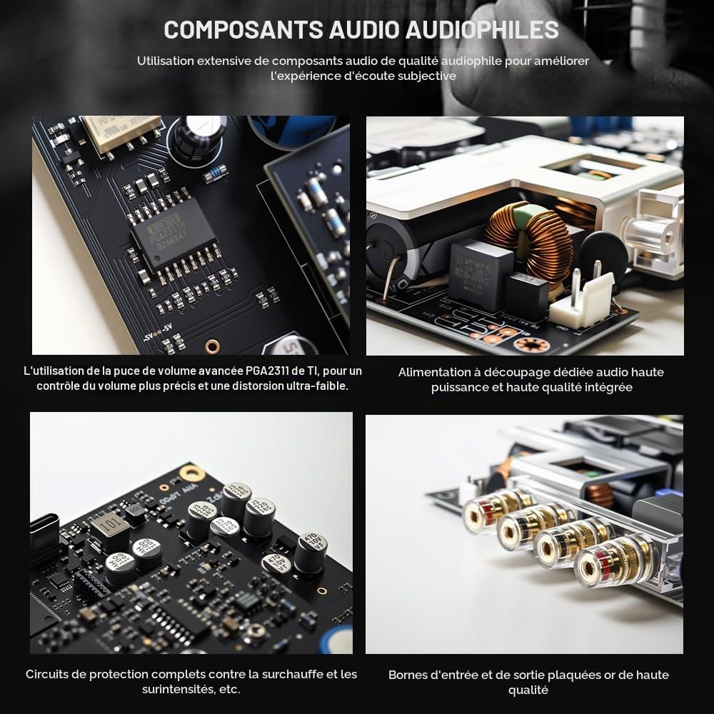 S.M.S.L Amplificateur de puissance SMSL VMV A1 PRO en nitrure de gallium Chi PGA2311 Stéréo Pure Power Am Mode XLRMooRCA Iut AMP, SNR 109 dB HiFi, GaN Power Tue, amplificateur haute résolution