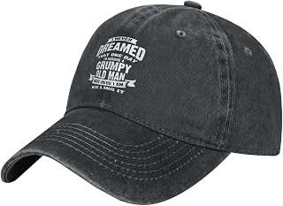 IESUTA-I-Never-Dreamed-That-I'd-Become-A-Grumpy-Old-Man-Trucker-Hat, Vintage Washed Cotton Baseball Cap Black Dad Hat for Men Women, Black, One Size