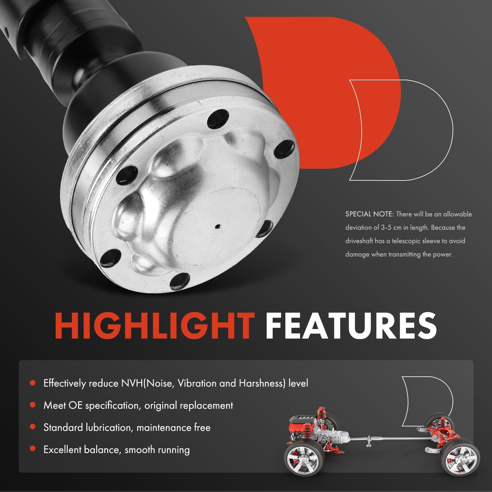 Front Complete Drive Shaft Prop Shaft Driveshaft Assembly [AWD] Compatible - View #4