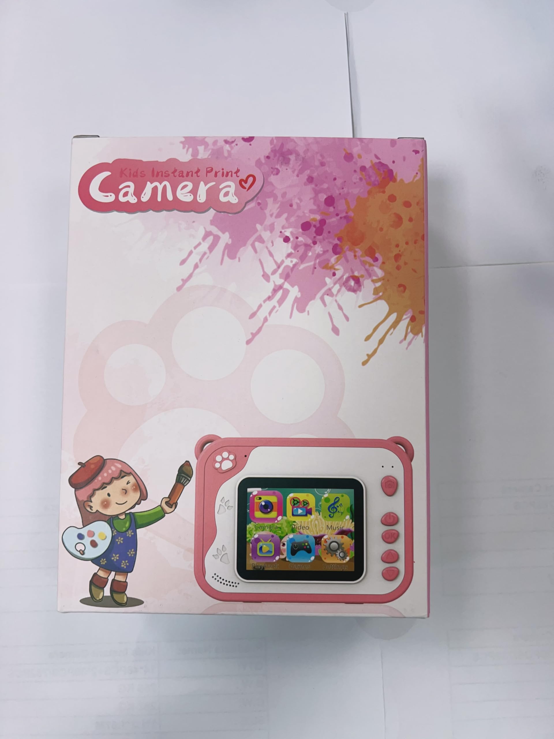 Caméra Enfants Appareil Photo Enfants à Impression Instantanée 2,4'' 1080P écran Appareil Photo Numérique pour Enfants 32GB SD Carte, Stylo 5 Couleurs Cadeaux pour Garçon et Fille Rose