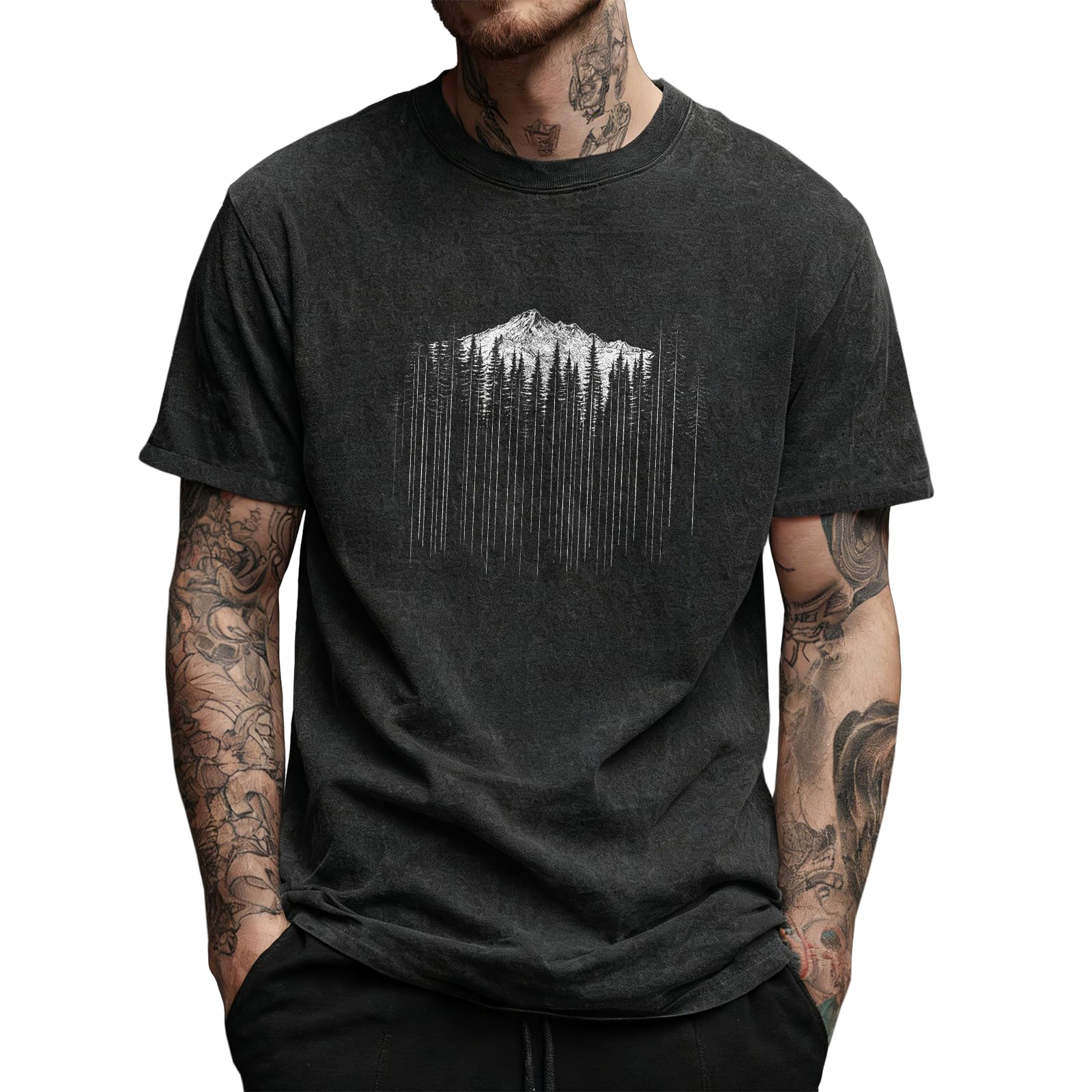 Mens Tshirt Cotton Acid Washed Oversized Breathable 2026 Summer Gym Street Casual Mens Clothing
