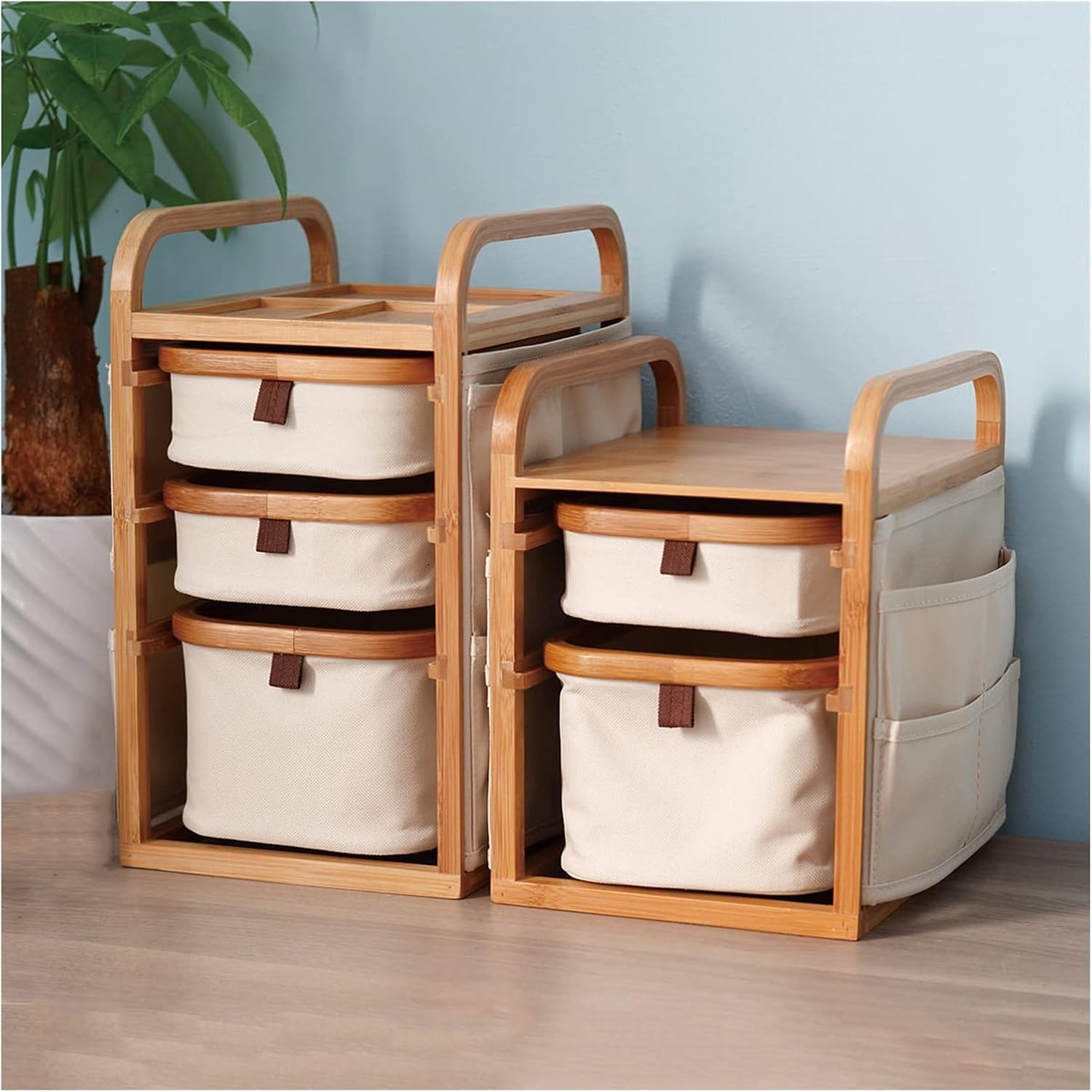 ストレージドロワー クリエイティブドロワー型化粧品収納ボックス竹多目的デスクトップオーガナイザーコンパクトストレージ組織引き出しセッ