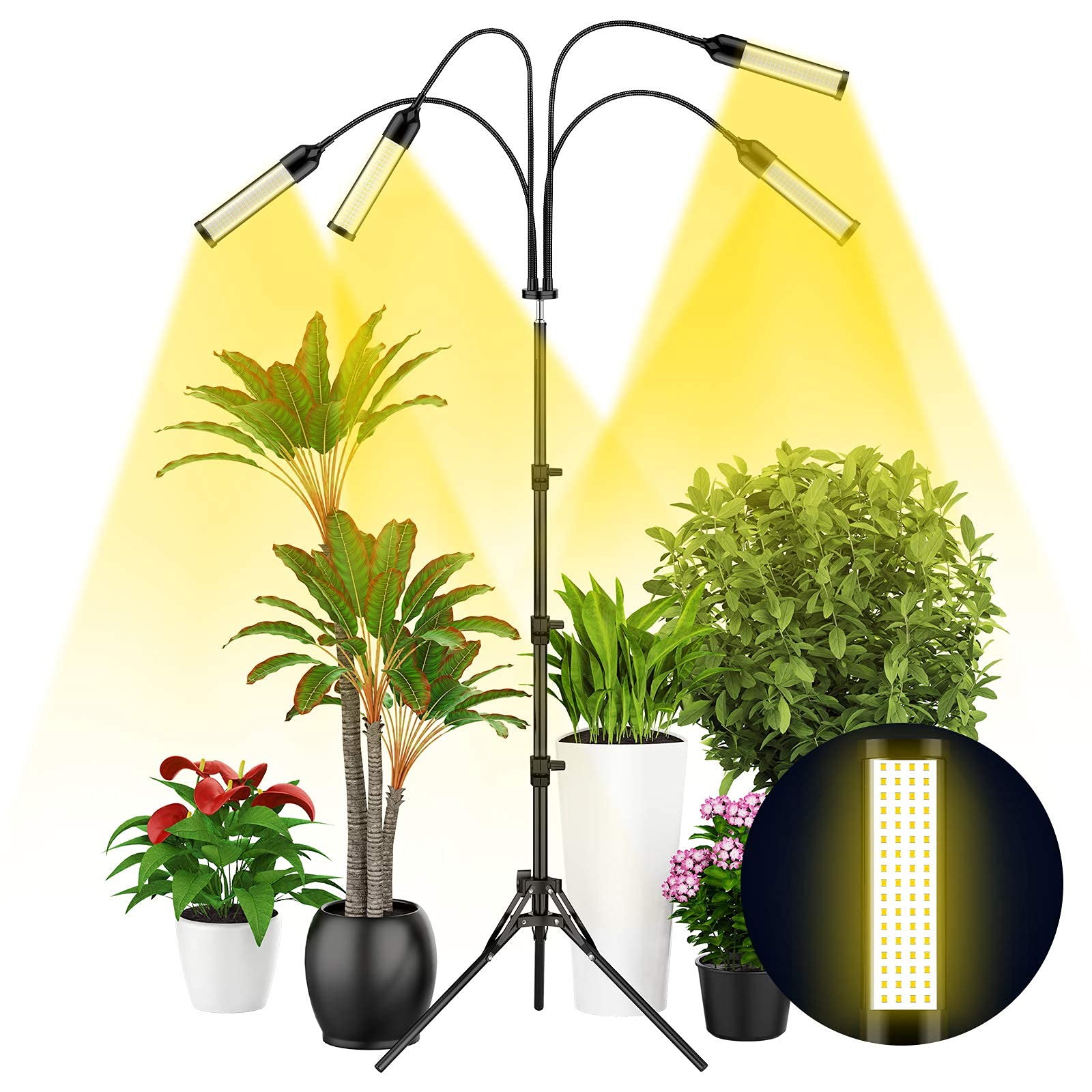 Grow Light with Tripod Stand, Balhvit 288PCS LED Grow Lights for Indoor Plants Full Spectrum with 3/6/12H Memory Timer & 6 Dimmable Levels, Sunlike Floor Plant Light for All Growth Stages
