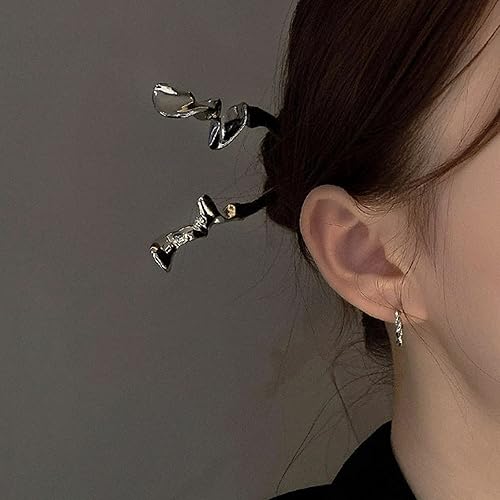 Miniatura 3 de AsggBah 2 horquillas de metal para el cabello, accesorios de decoración, pinzas para el cabello para mujeres y niñas (plata + negro pistola)