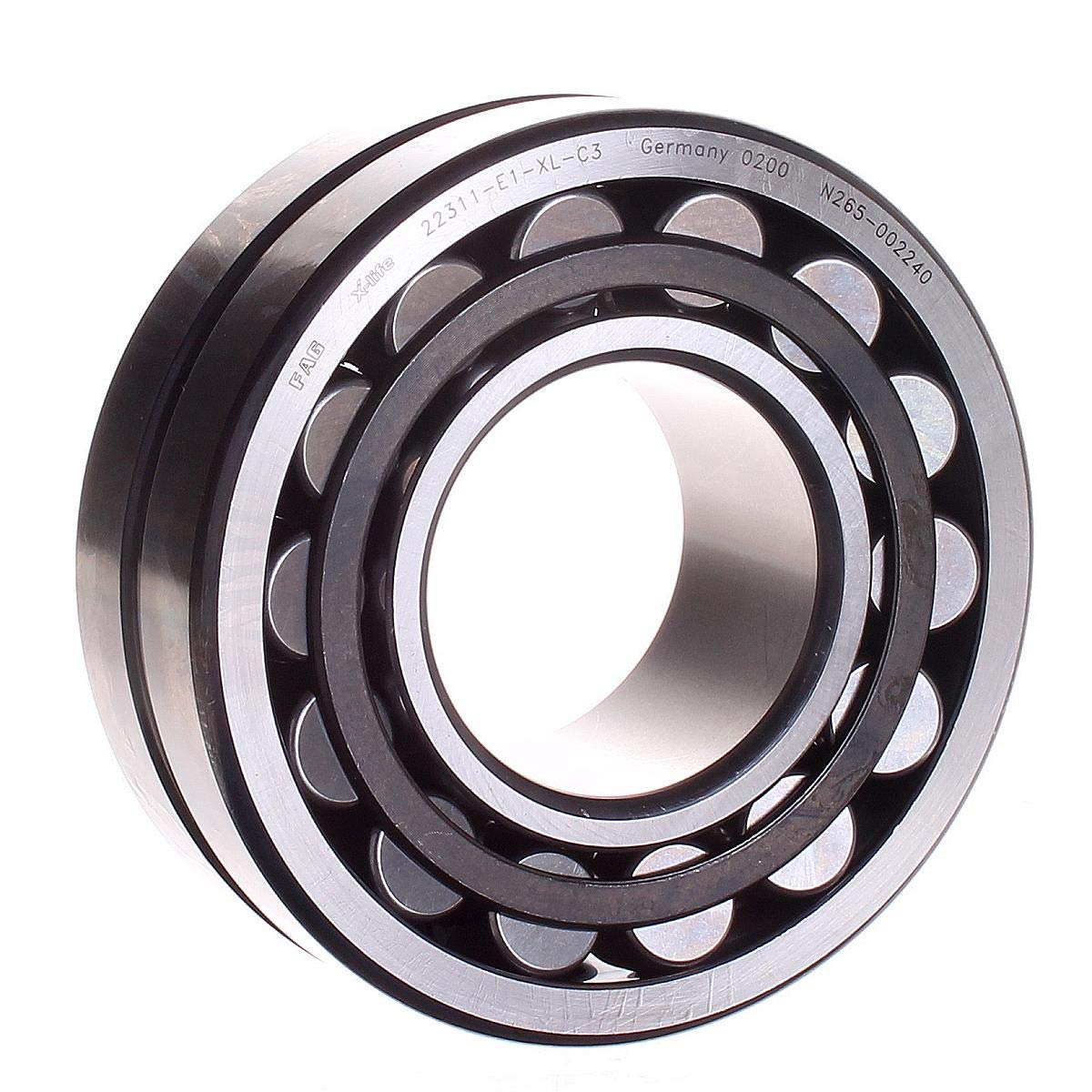 FAG Bearings 22311-E1-C3 Spherical Roller Bearing, 55 mm Bore, 120 mm OD, Open, X-Life, 1.72