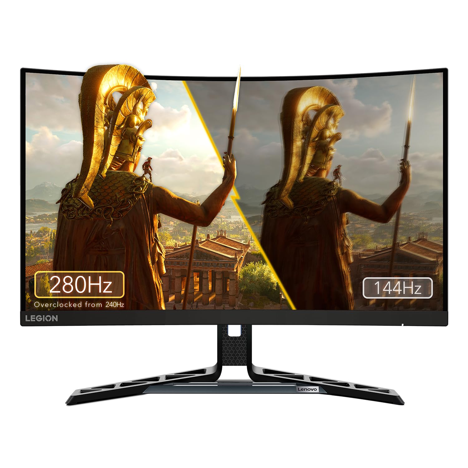 Lenovo Legion R27fc-30 - Display da gaming da 27" FHD curvo (VA, 240Hz, 0,5ms MPRT, HDMI + DP, Cavi DP, FreeSync, Altoparlanti) Regolazione in Inclinazione/Altezza/Rotazione/Girevole - Nero