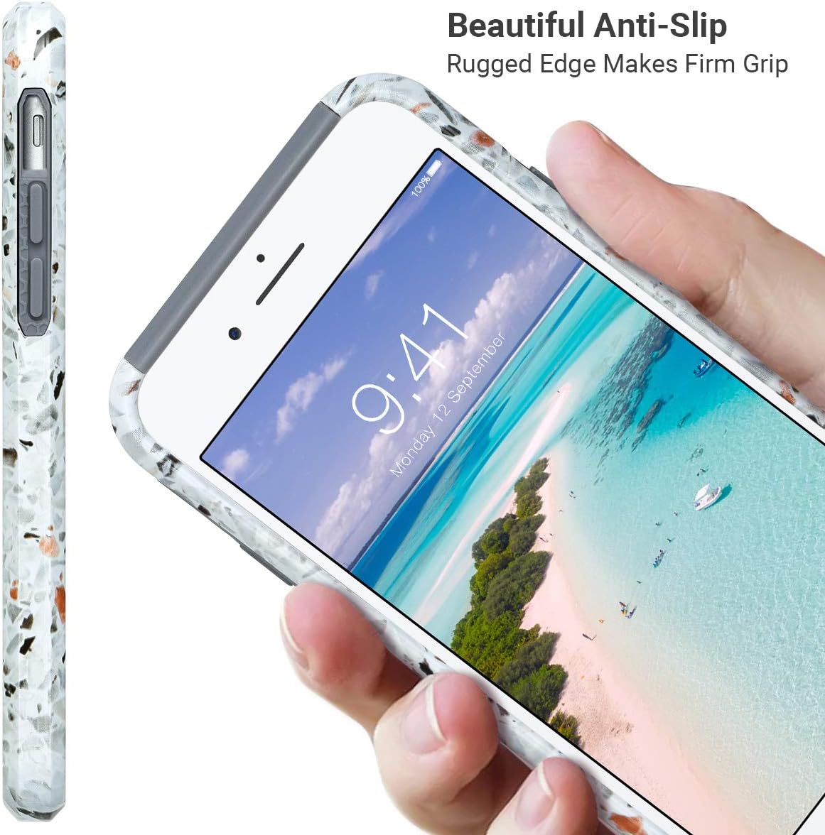 ULAK Case for iPhone 6S/iPhone 6, Colorful Series Slim Fit Dual Layer Scratch Resistant Hard Back Protective Cover Shock Absorbent TPU Bumper Case for Apple iPhone 6/6s 4.7 inch, Terrazzo Pattern