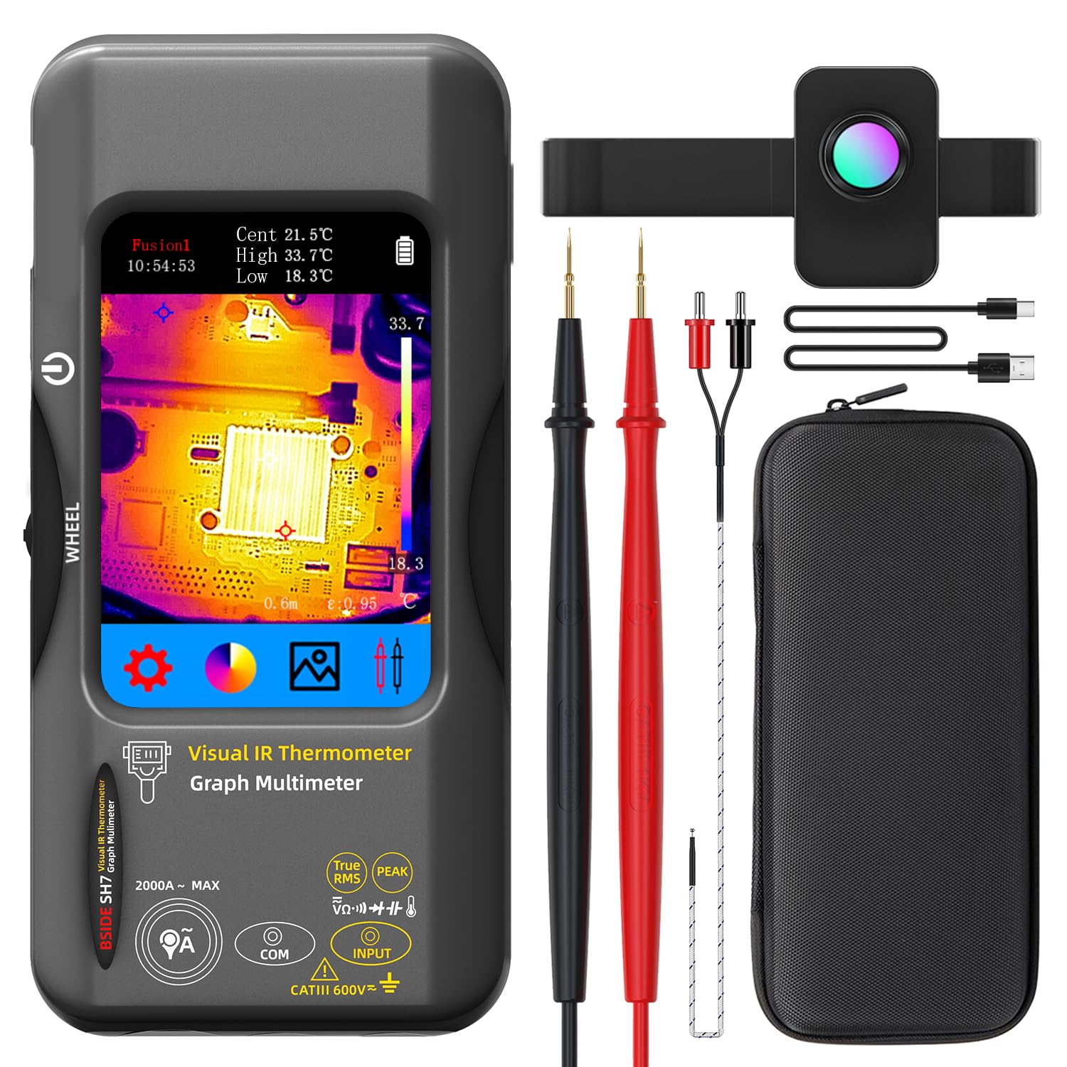 Photo 1 of BSIDE Thermal Imaging Camera Multimeter with Macro Lens, 320x320 IR Resolution with 15 Thermal Palettes, 20000 Counts with 3.98" Touch LCD, Measures Cap, AC Clamp, Temp Diode for Electrical Electronic