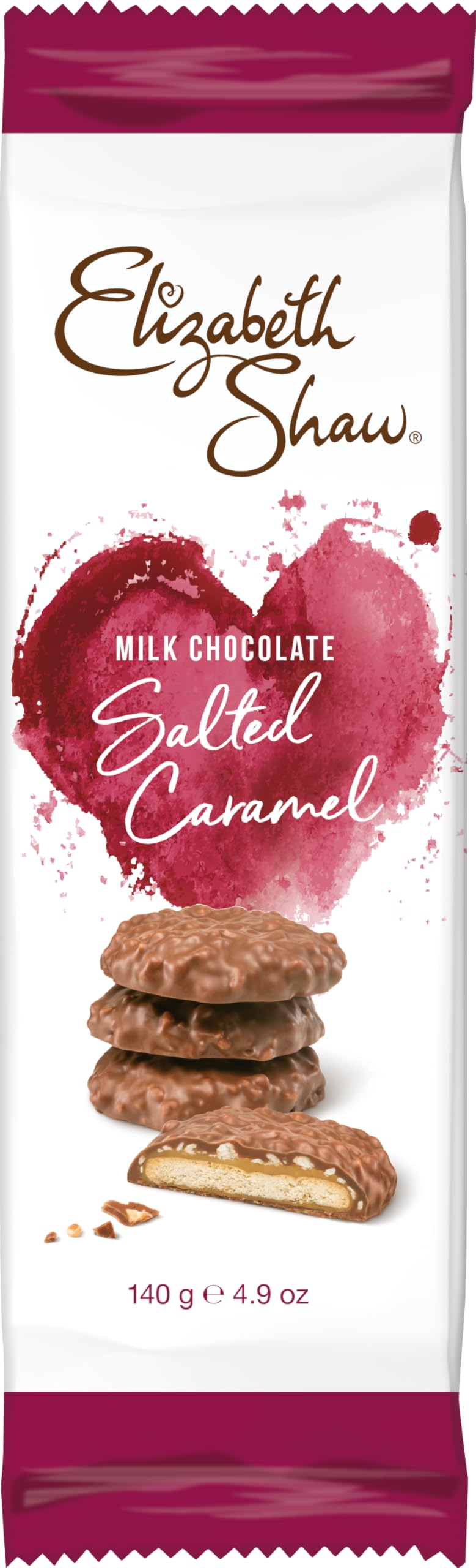 Elizabeth Shaw Milk Chocolate Salted Caramel Biscuits - Indulgent combination of crisp biscuit with salted caramel, grain crisps & nutty hazelnuts in milk chocolate - Premium Biscuit - Treat - Share