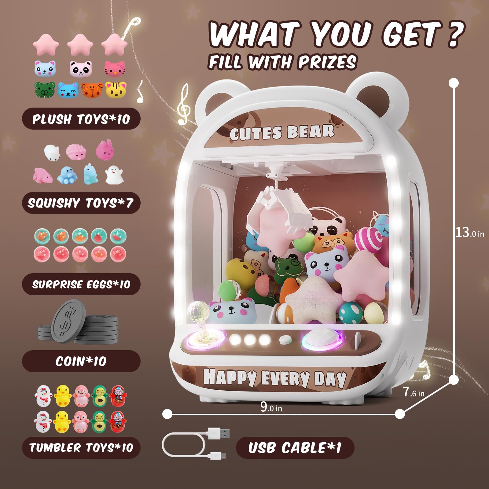 Skirfy Machine de préhension pour enfants, jouet licorne pour filles à partir de 6 ans, jeux d'arcade, mini machine de vente automatique avec jouet boueux, machine à bonbons, machine à friandises