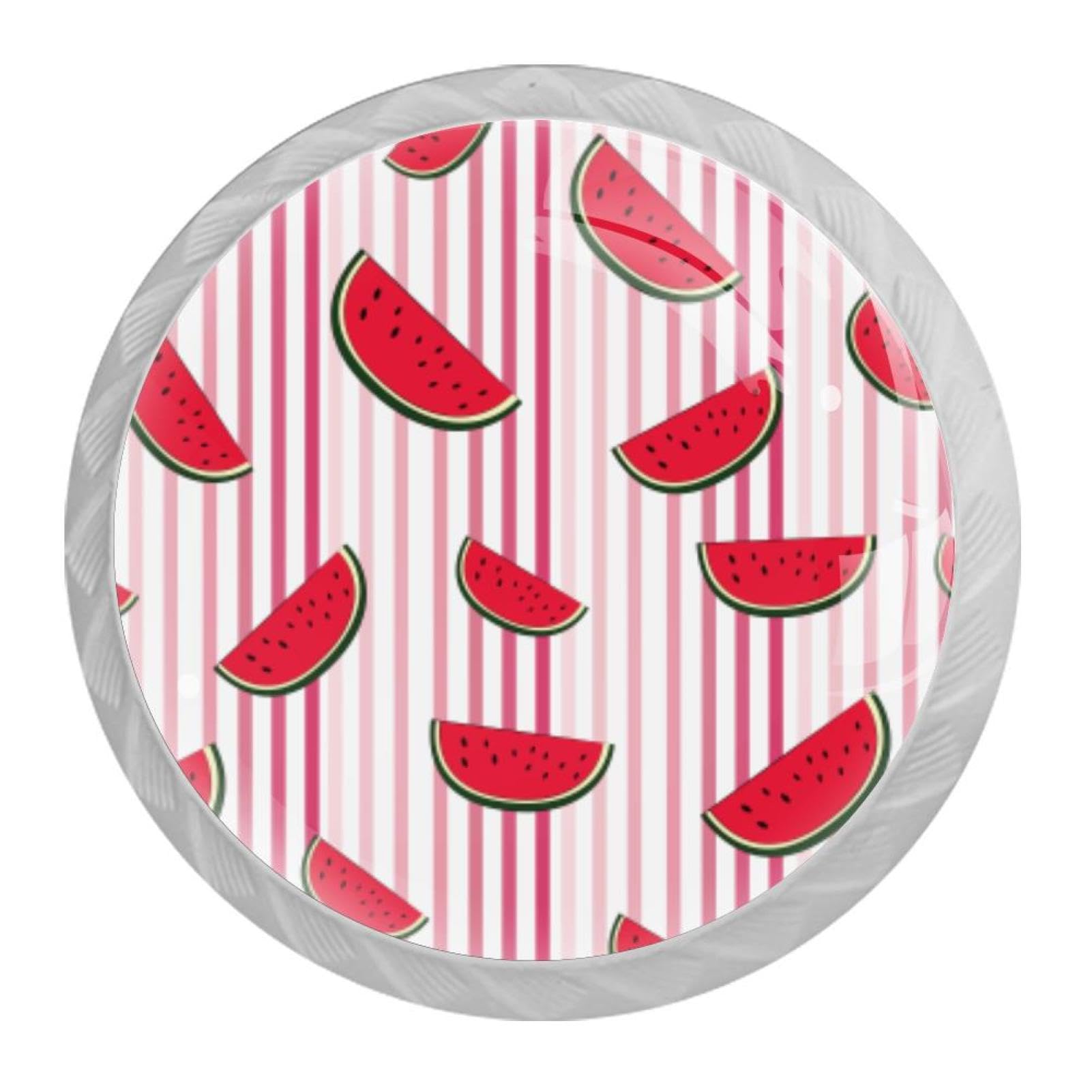 Tqmspg 4 Pieces Drawer Pulls Watermelon Stripes Background Door Knobs Dresser Handles for Kitchen Wardrobe Cupboard Hardware Furniture