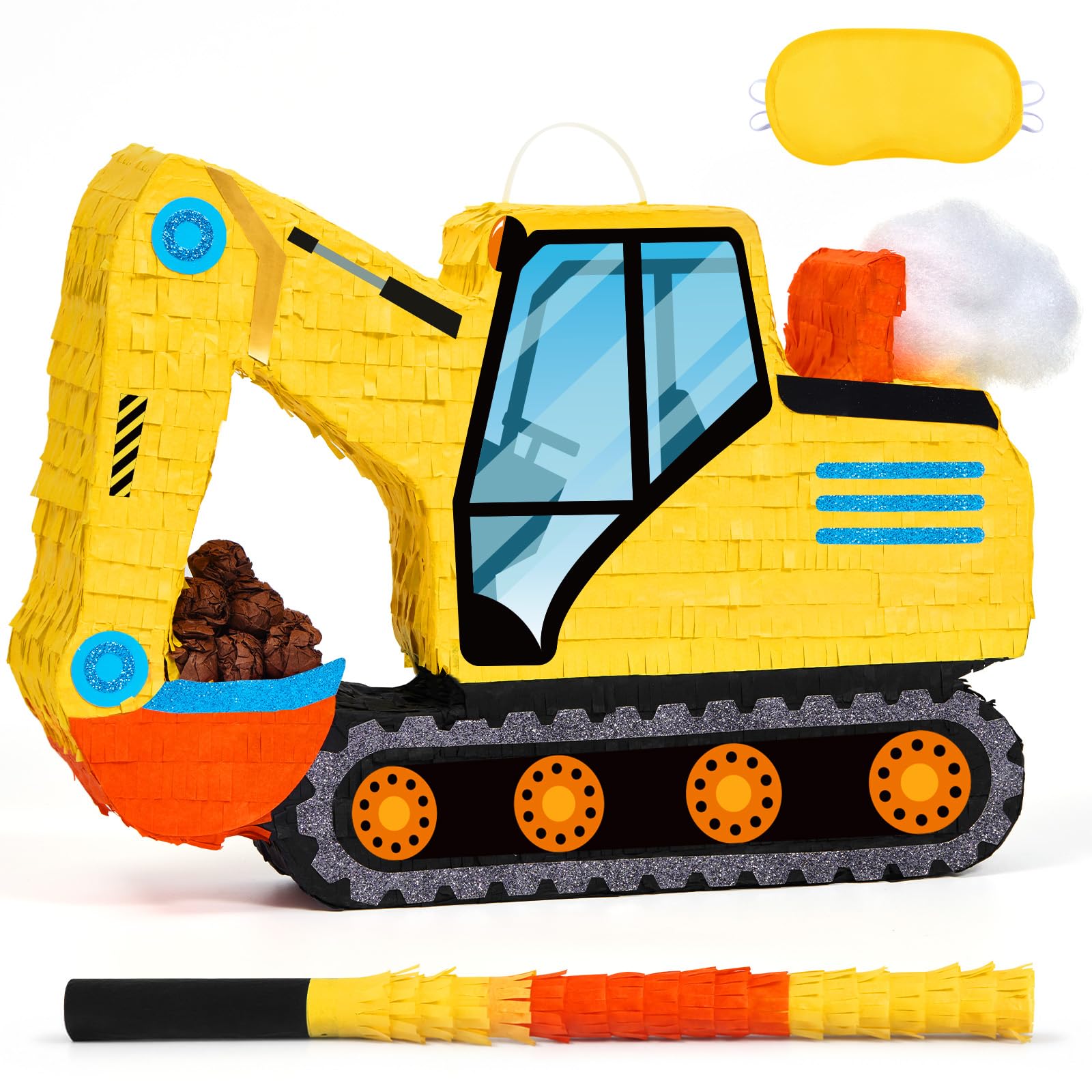 WERNNSAI Excavator Piñata Yellow Digger Piñata Construction Birthday Decor