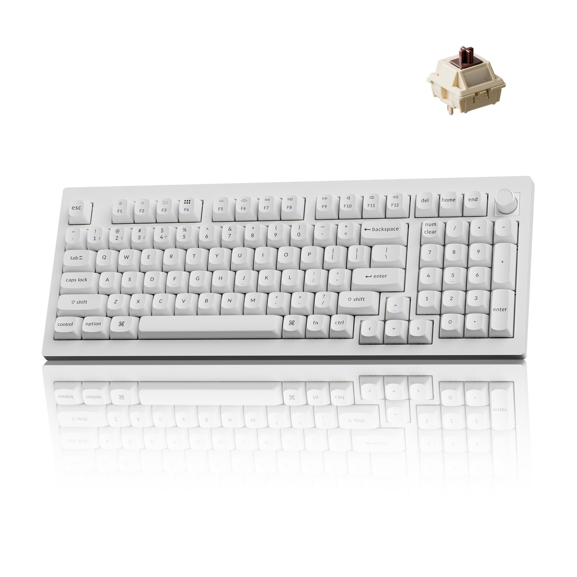 Keychron V5 Ultra 8K Wireless Mechanical Keyboard, 96% Brown Switch, White | 8000Hz Polling Rate & NKRO, Hot-Swappable RGB, 97 Keys, 2.4 GHz/Bluetooth/Wired, OSA PBT Keycaps, for Mac/Win/Linux