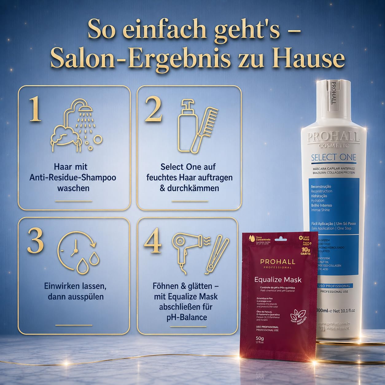 Blonde Keratin-Haarglättungsbehandlung zu Hause–Formaldehydfreie brasilianische Keratin-Haarmaske für widerspenstiges & krauses Haar–Dauerhafte Haarglättung hält bis zu 6 Monate-Select1-10.1FLOz