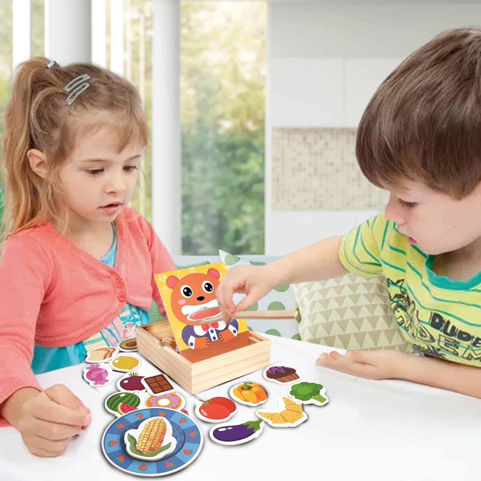 Giocattolo Alimentare per Bambini | Orso Gioco Simbolico per Sviluppo Motricità Fine | Set Alimentare In Legno Con Gioco Educativo Abilità Manuali per Compleanno, Infanzia e Casa