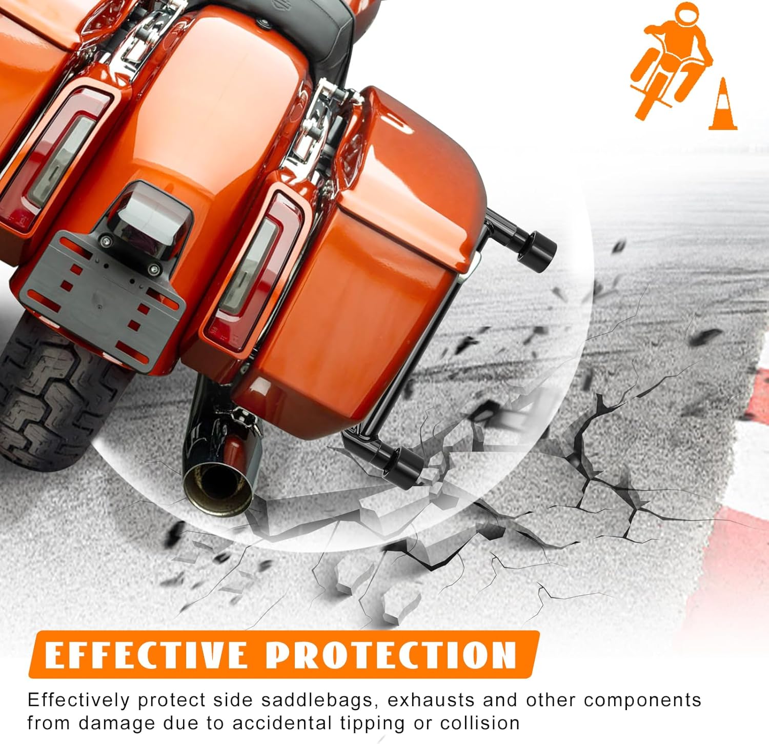 Saddlebag Guards Tip-Over Crash Bars & Frame Sliders Anti Crash Protector M12-1.75mm x 60mm Screw Red for Harley Touring Road King Street Electra Glide CVO Ultra Limited Freewheeler 2009-2025