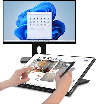Ideao Hub 24 Inch P-Cap Touchscreen Monitor, QHD, HDMI, VGA, USB C Input, 10-Point Touch, PD Support, with Versatile Fully Adjustable Stand & MPP2.0 Active Stylus, for Laptop, PC, Mac, Phone & Gaming