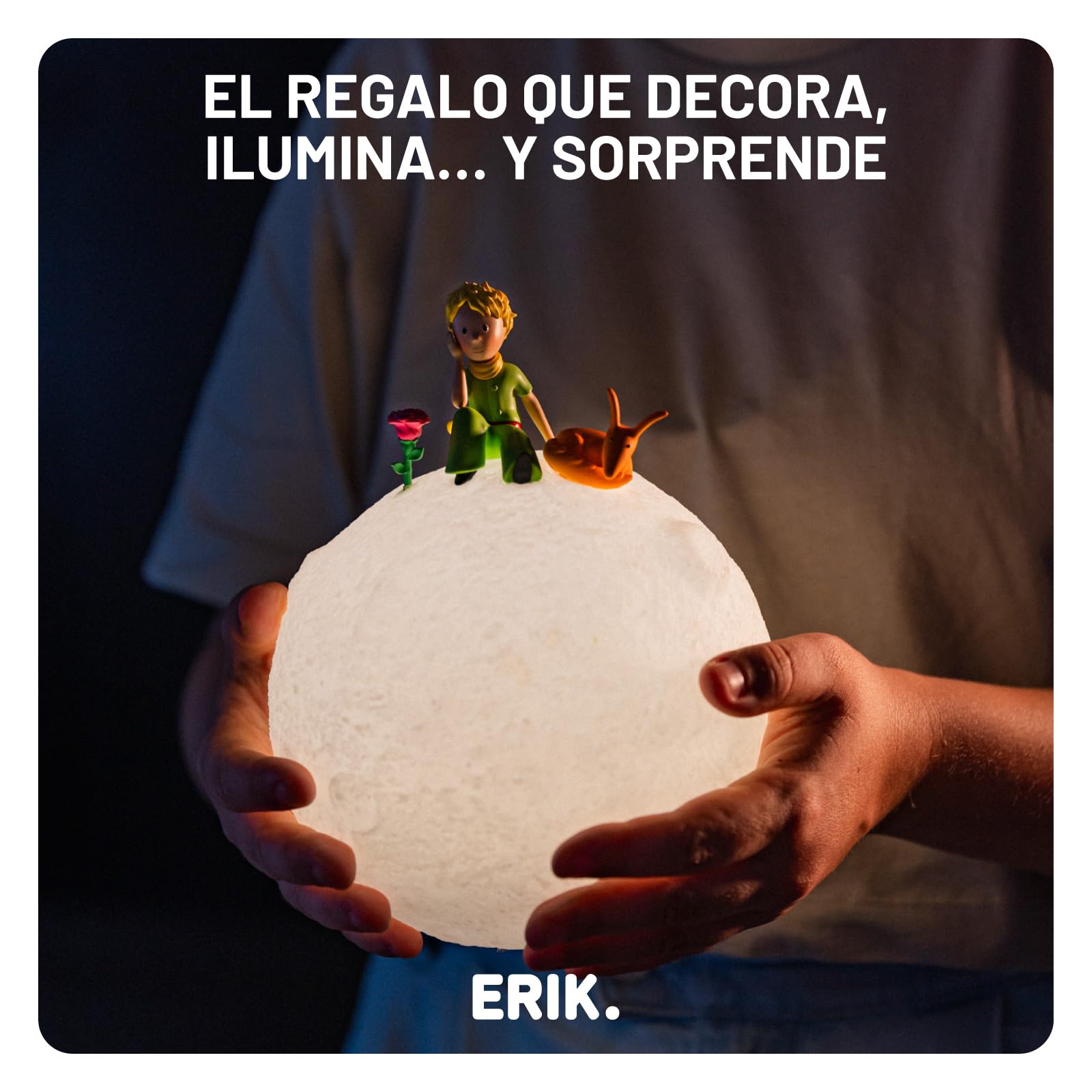 Lampara El Principito - Lampara de mesita de noche (Luz nocturna infantil) o de Escritorio Infantil con LUZ tenue para niños │ Decoración habitación Juvenil - Regalo El Principito Merchandising