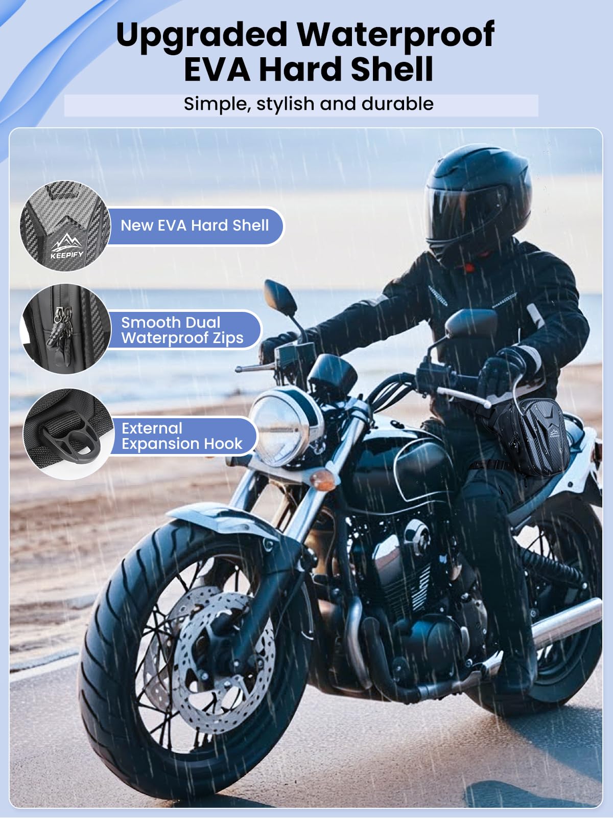 Torba na nogę motocykla dla mężczyzn i kobiet, wodoszczelne kieszenie na udach, rozszerzalna przestrzeń do przechowywania/regulowane paski na nogi, torba na nogę, do biegania, jazdy na rowerze