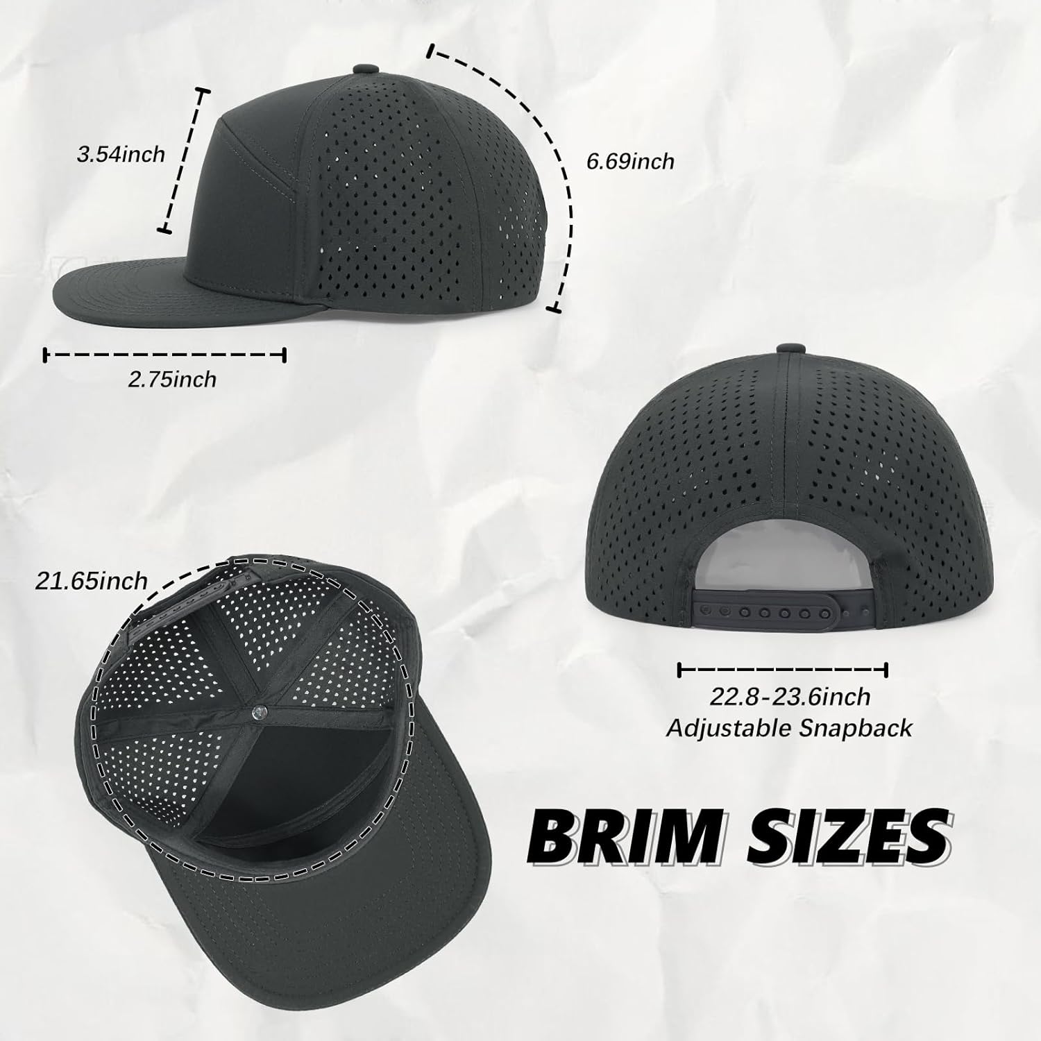 Quick Dry Baseball Cap Flat Brim Snapback Hat Sun and Rain Protection Golf Hat for Men Women - Image 6