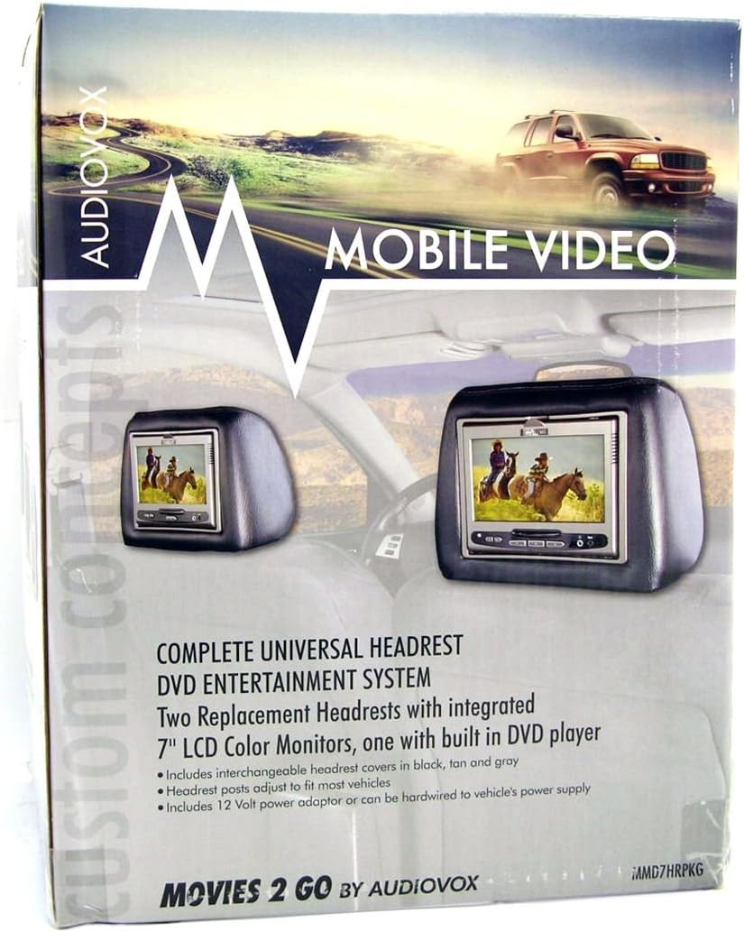 Audiovox MMD7HRPKG 7" Universal Pair Car Headrest Monitors