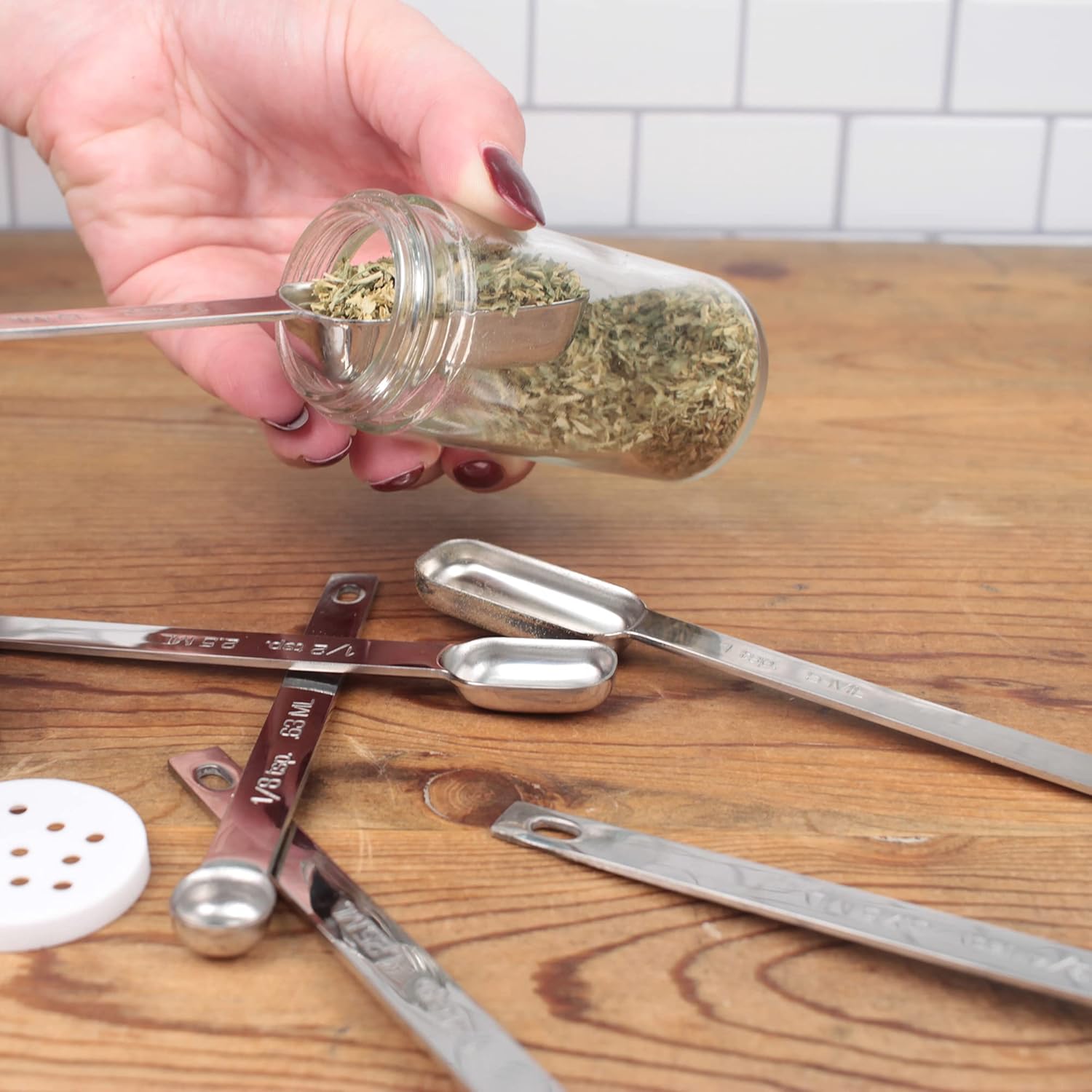 RSVP International Endurance Stainless Steel Spice Measuring Spoons, Set of 6 | 1/8 tsp to 1 Tbsp Measurements | Nest for Easy Storage | Dishwasher Safe | Dry or Liquid | Baking or Cooking : Tools & Home Improvement