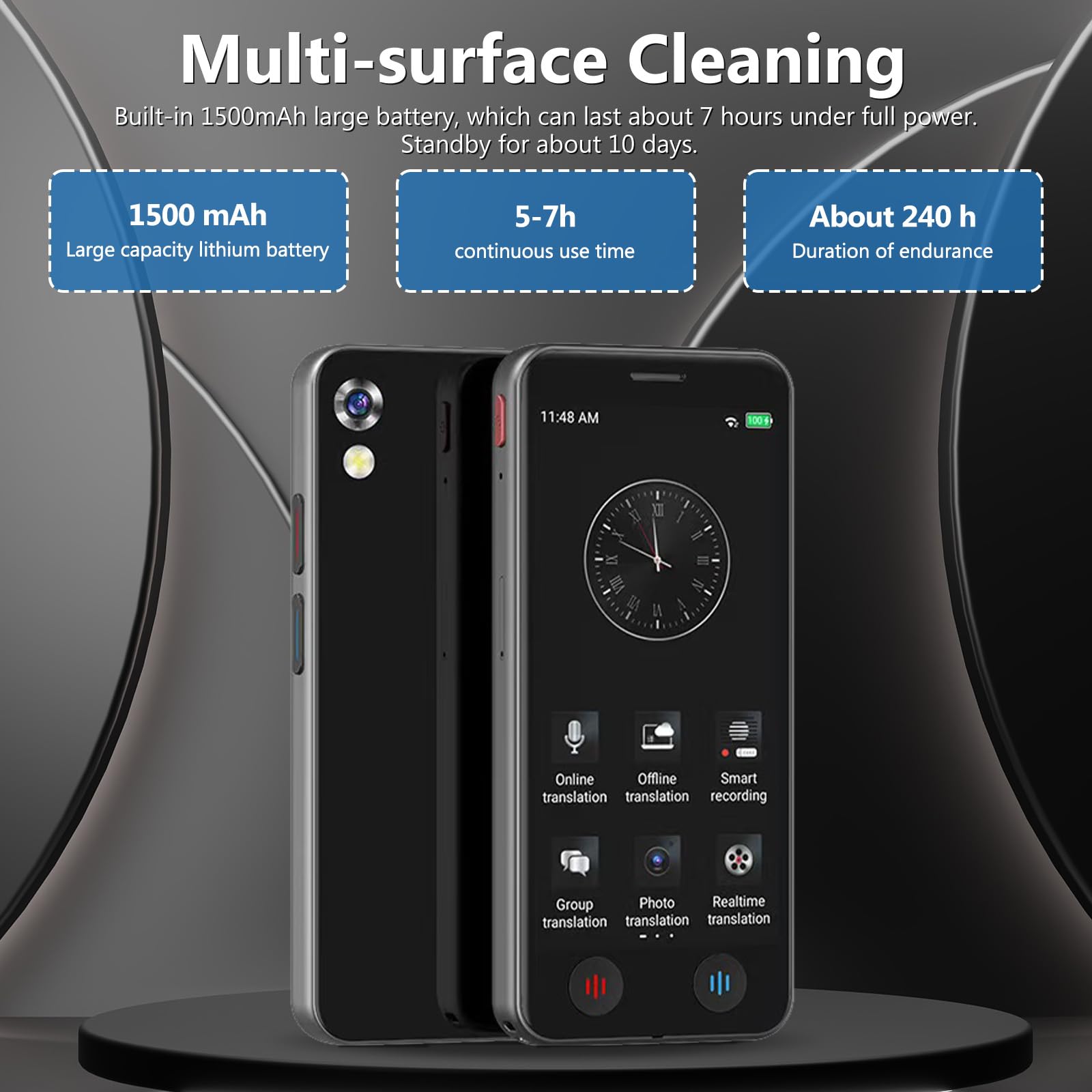 Agrdeed Language Translator Device, 5 inch AI Instant Translator with 139 Languages, Two-Way Real-Time Voice Translation, Online and Offline Portable Voice Text Photo Translation for Travel Business - Image 2