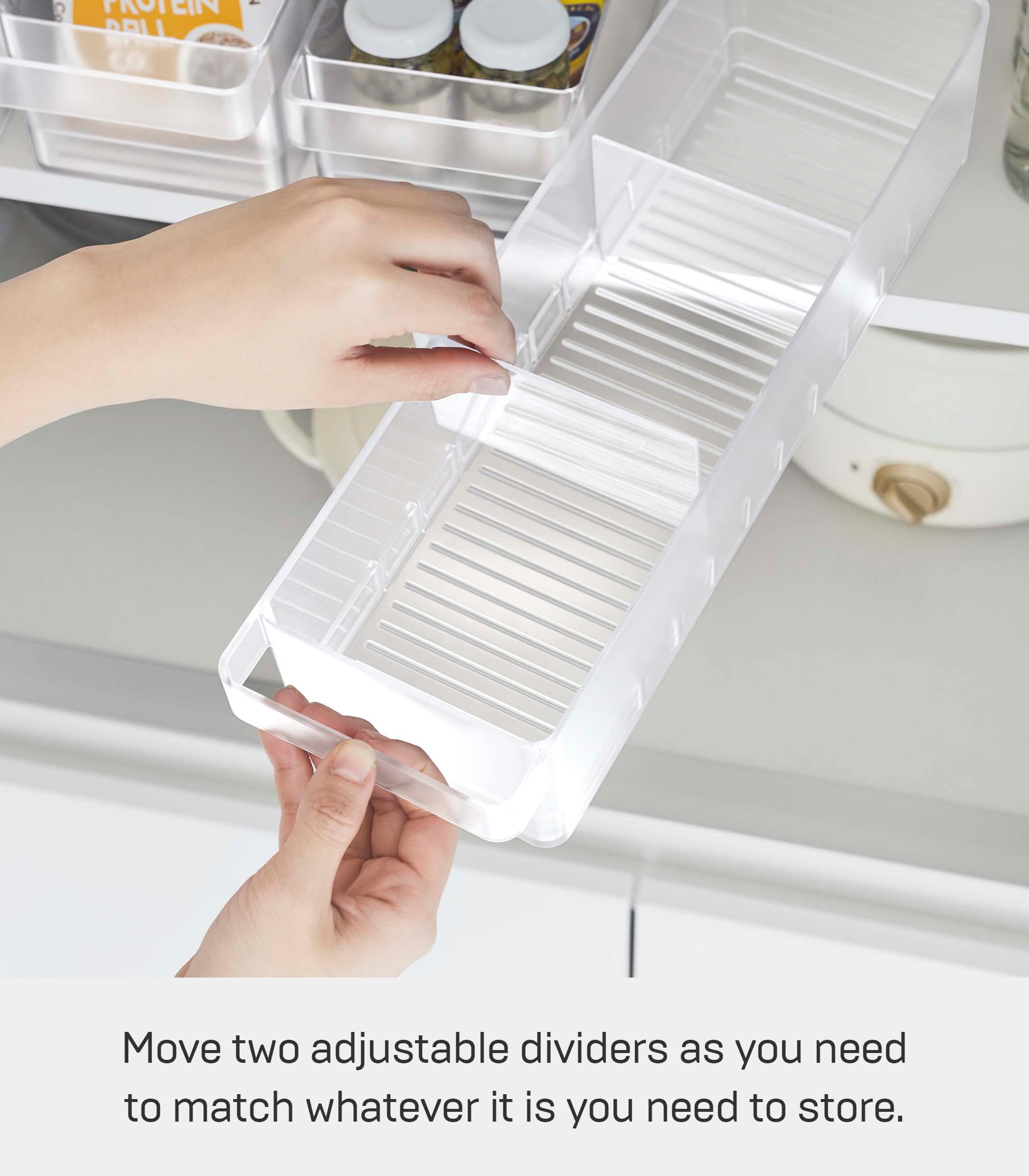 YAMAZAKI 5762 TOWER organizer na lodówkę z przegrodami, biały, żywica PS, minimalistyczny design