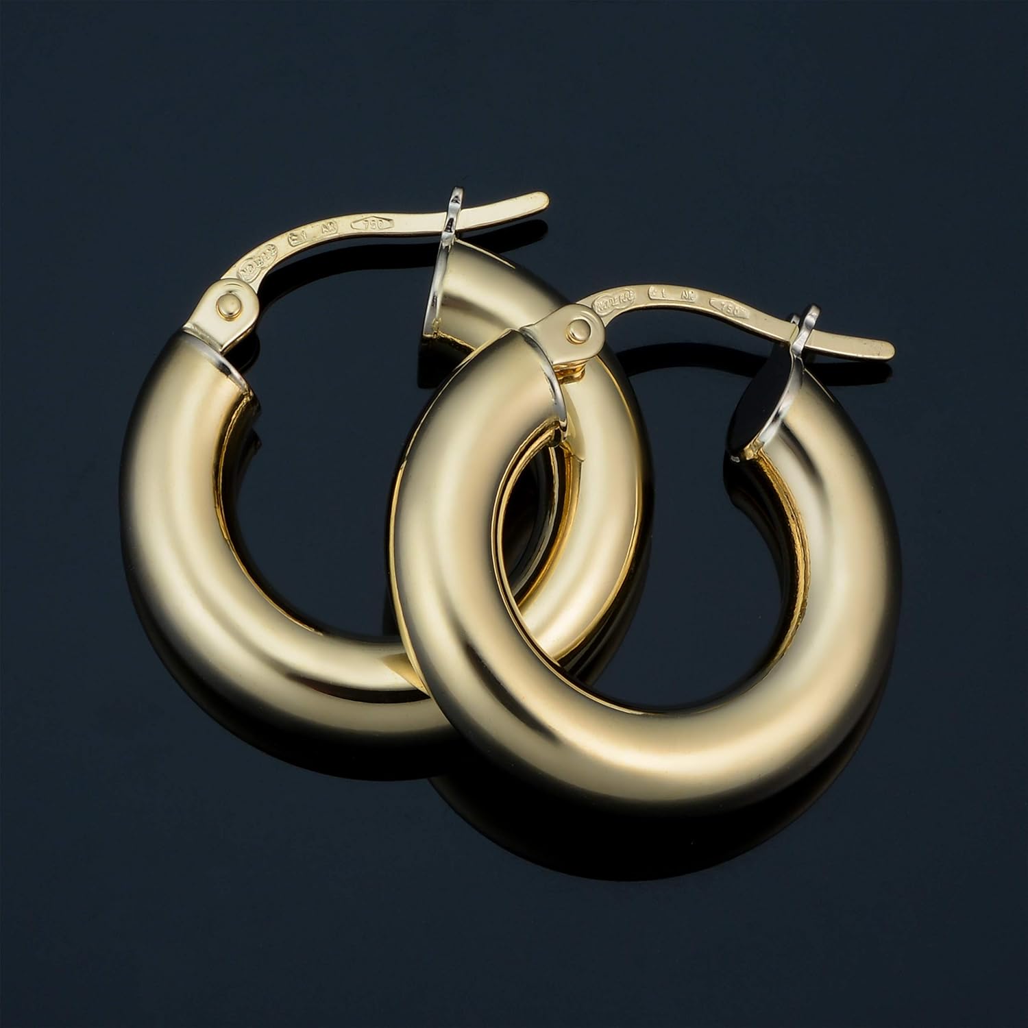 Kooljewelry 18k Yellow Gold Polished Hoop Earrings (4x10 mm) - Image 2