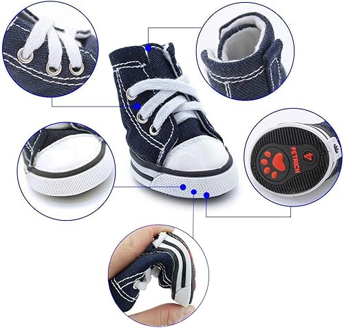 Miniatura 2 de URBEST - Zapatos estilo tenis de lona para perros, botas informales antideslizantes para exteriores para perros pequeños, medianos y grandes,