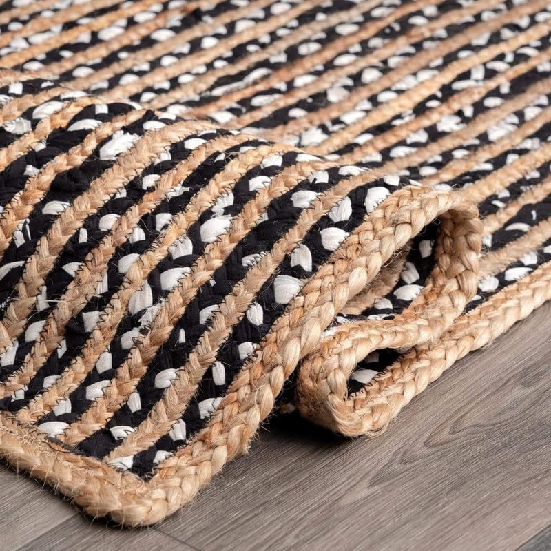 Tapis en jute naturelle, tressé à la main, réversible, style bohème rustique, durable et respectueux des animaux domestiques, pour salon, salle à manger et chambre à coucher, 7,8 x 1,5 m