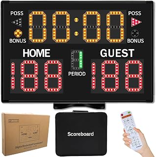 LUCKY TIME Electronic Basketball Scoreboard with Buzzer, Digital Scoreboard with Remote,Portable Score Keeper Battery Powered Score Board for Sports Games