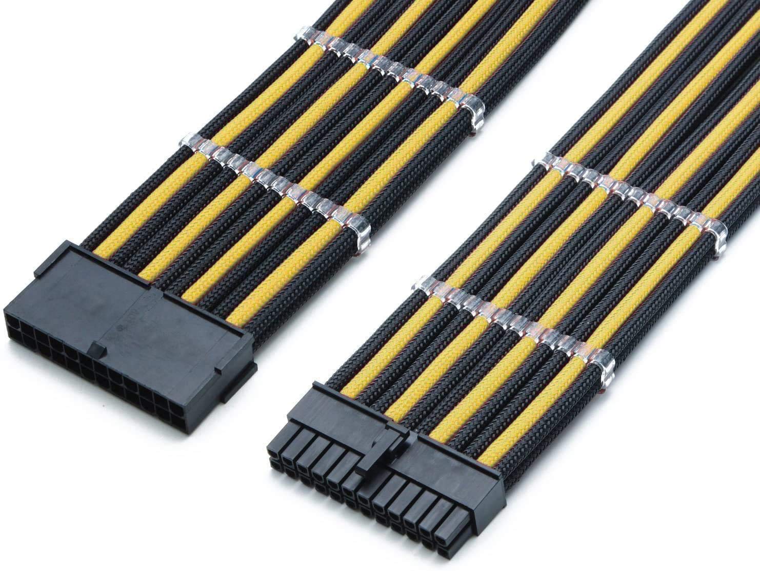 Shakmods 30cm BLACK 24 Pin ATX Motherboard Black Extension Sleeved Cable with 2 Free Cable Comb — view 12