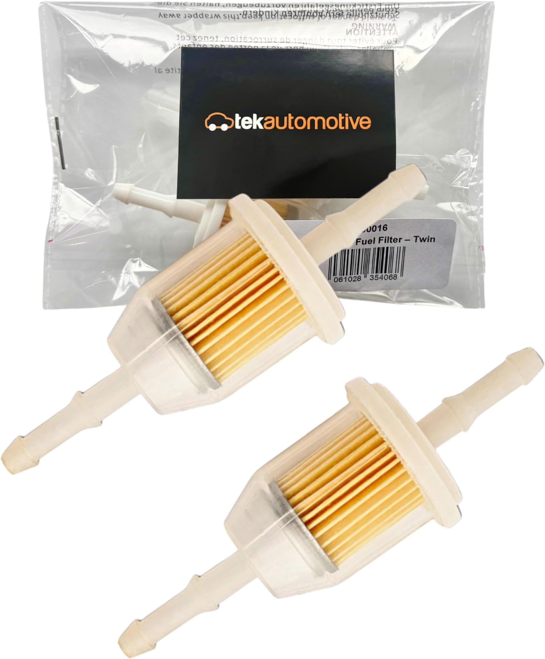 Tek Automotive Small Inline Fuel Filter Twin Pack - Universal for 6mm & 8mm Fuel Lines, Suitable for Cars, Quad Bike, Motorcycle, Lawnmowers, Generators, Forklifts & More