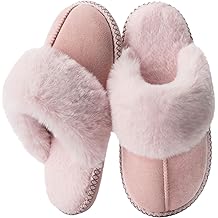 Fuzzy Slippers for Women with Memory Foam Warm Winter Faux Fur Slippers House Shoes Indoor Outdoor Gifts For Women Suede Anti-Skid