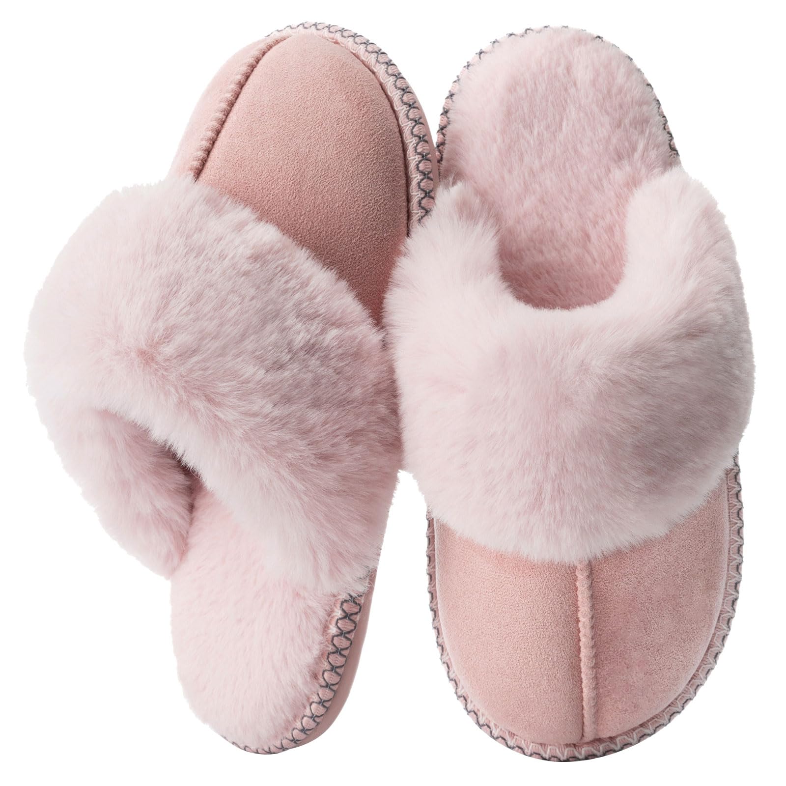 GOEWY Fuzzy Slippers for Women Memory Foam House Shoes