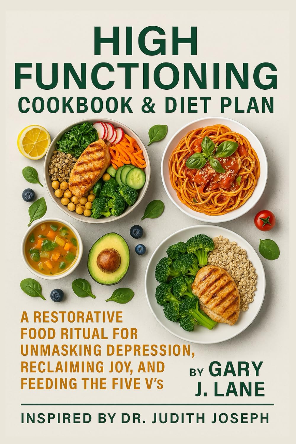 High Functioning Cookbook & Diet Plan: A Restorative Food Ritual for Unmasking Depression, Reclaiming Joy, and Feeding the Five V’s | Inspired by Dr. Judith Joseph