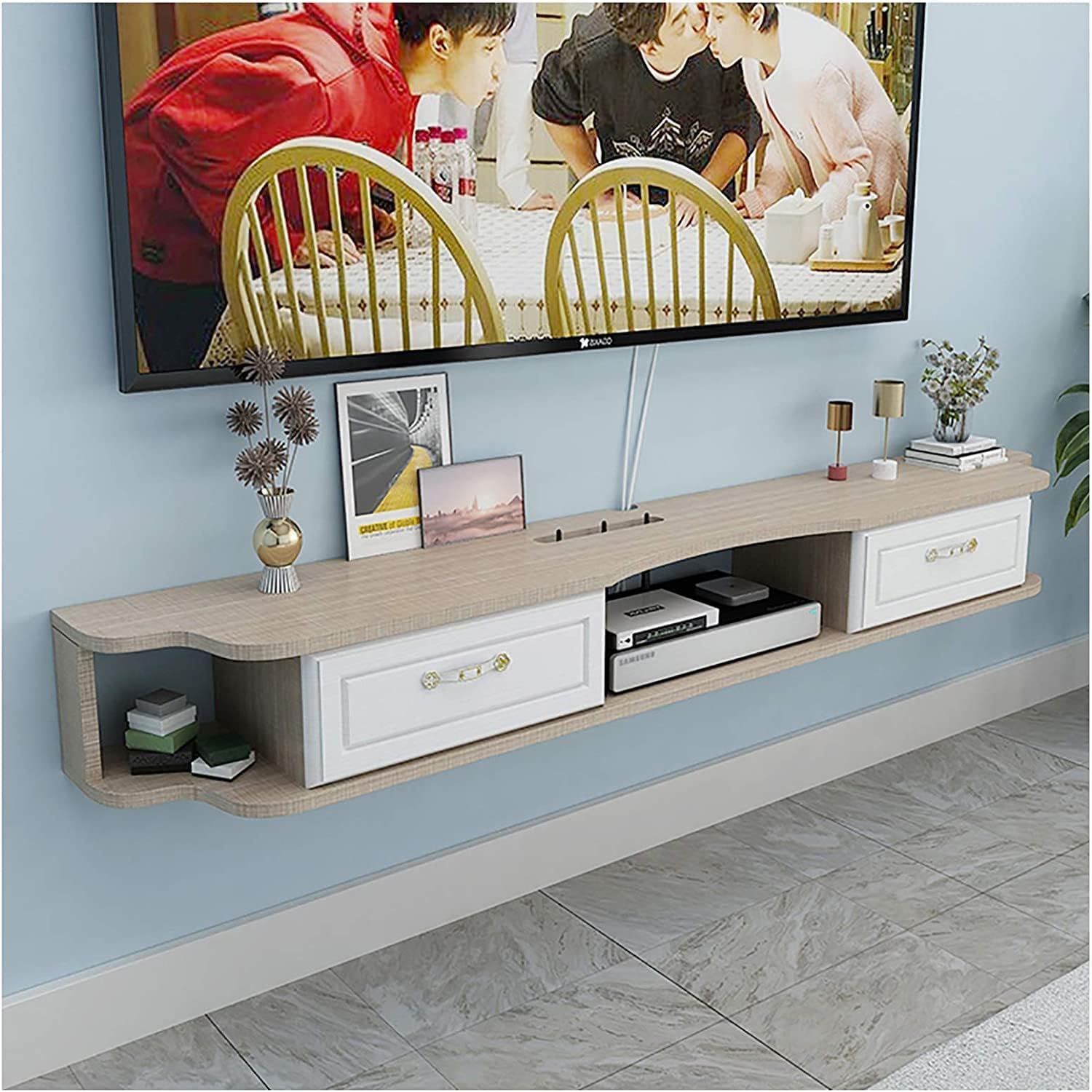 Tv Tv Lowboard, Floating Shelves, Wall Mounted Media Console