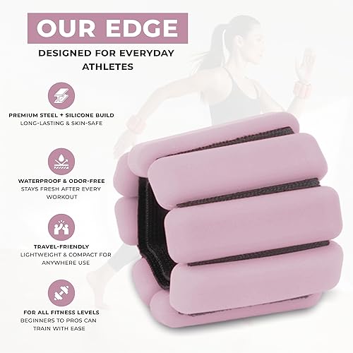 Miniatura 3 de Pesas de tobillo de muñeca de 1 libra para mujeres y hombres  Pesas de pierna y brazo con ajuste de correa para mujeres de 1 libra cada muñeca,