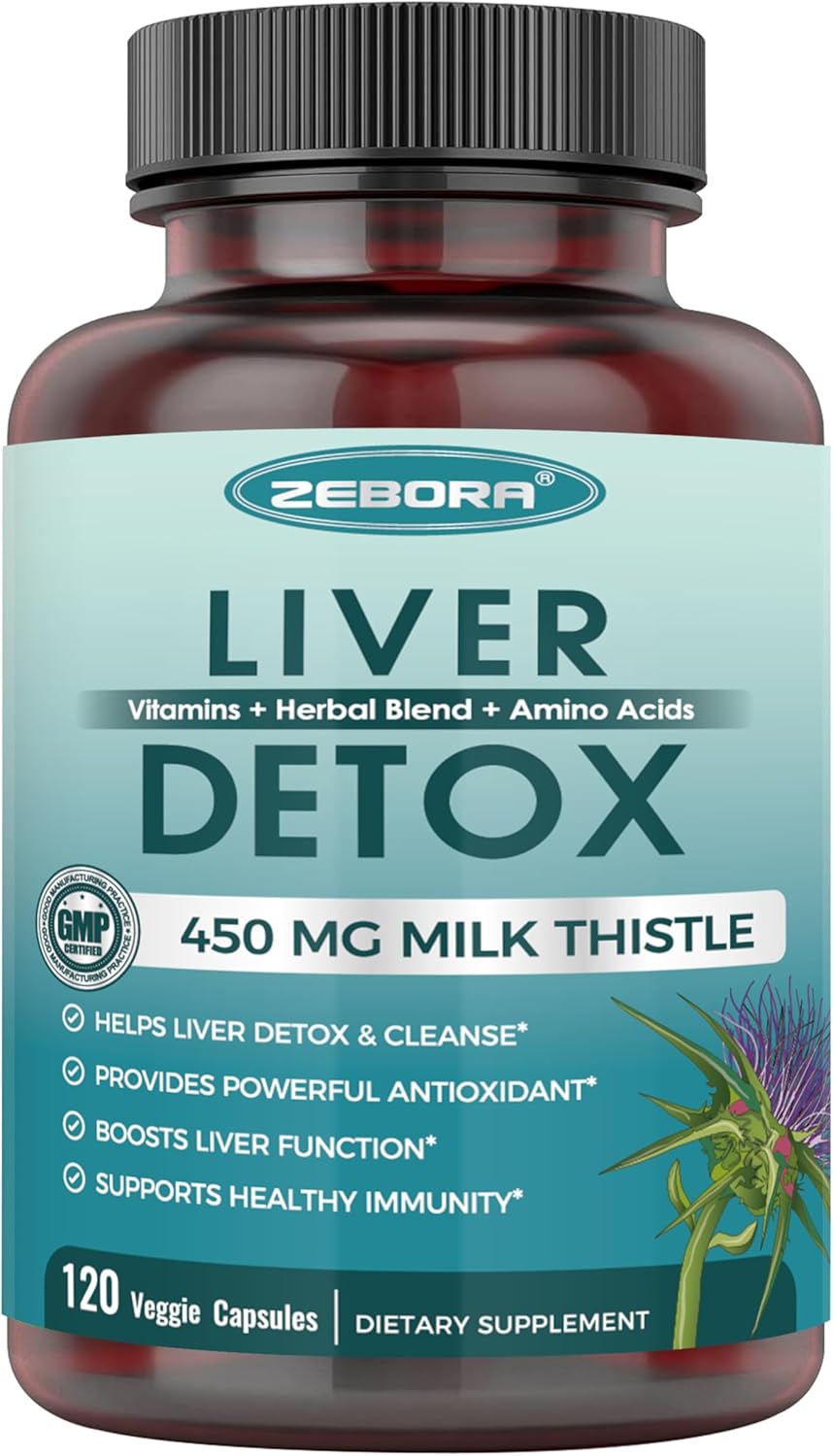 Milk Thistle Supplement for Liver Cleanse Detox & Repair, Liver Supplement with 450 mg Milk Thistle Extract (80% Silymarin) for Liver Support and Health, GMO-Free, 120 Veggie Capsules (60 Day-Supply)