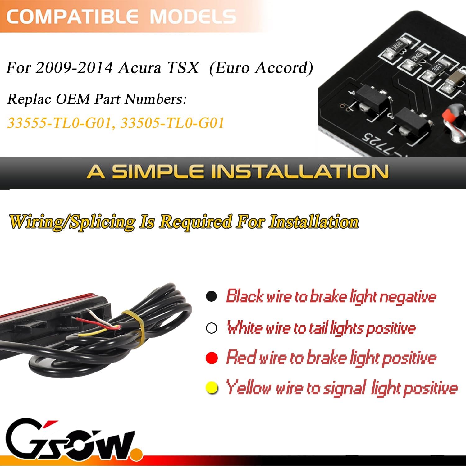 2 PCS [Sequential Dynamic Switchback] Led Rear Bumper Reflector Light for Acura TSX 2009-2014 (Euro Accord), with [5-Times Strobe Brake Flash Light] Smoked Lens Tail Fog Light