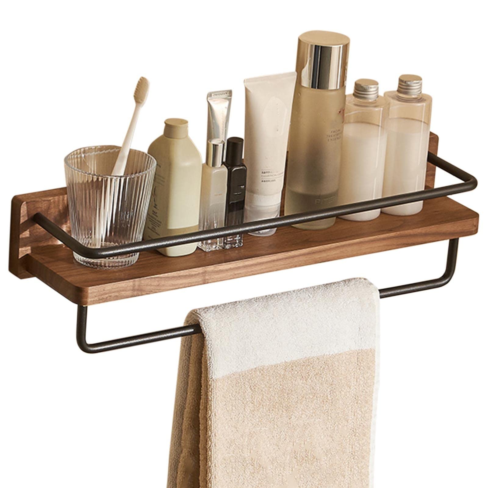 Ducha Caddy Estante De Ducha De Madera Estante De Ducha Adhesivo Montado En La Pared Sin Taladro Multifunción for Inodoro De Baño,A30cm (Size : B50cm)