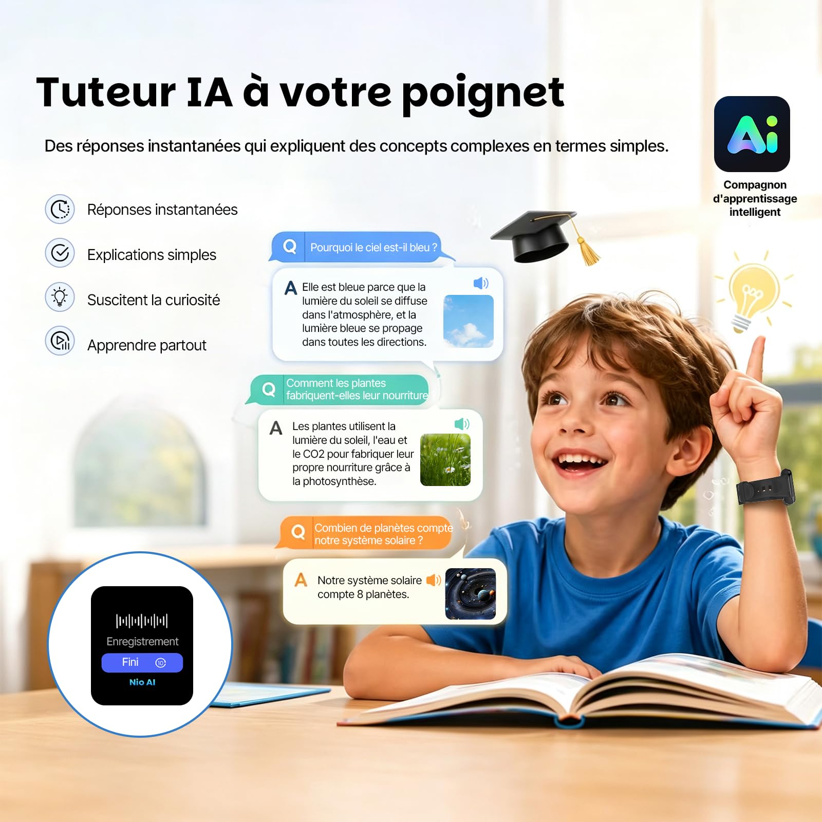 K9 Kid Smartwatch AI avec GPS et téléphone, 1.78'' AMOLED 4G pour Enfants avec Appel vidéo, réveil, Mode école, IP68 étanche Smartwatch pour Enfants pour Adolescents à partir de 6 Ans