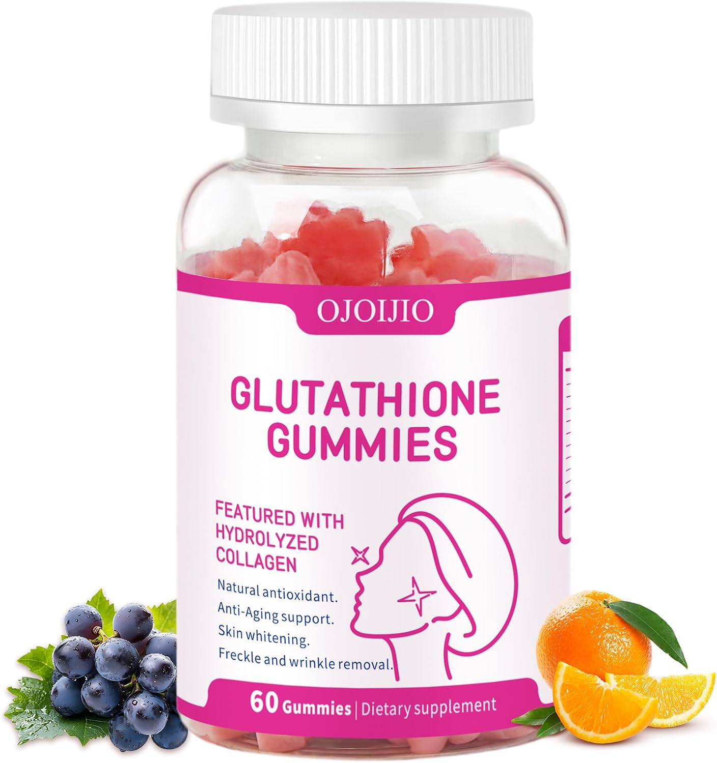 Glutathione 5000mg Gummies with Marine Collagen – Skin Brightening & Anti-Aging Supplement, Supports Wrinkle & Dark Spot Reduction – Halal, GMP Certified – 60 Chewables